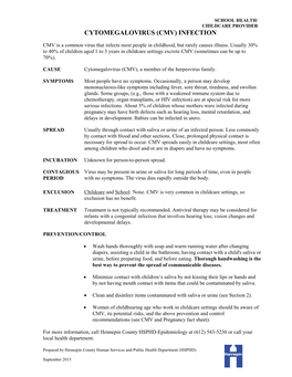 Cytomegalovirus (Cmv) Infection