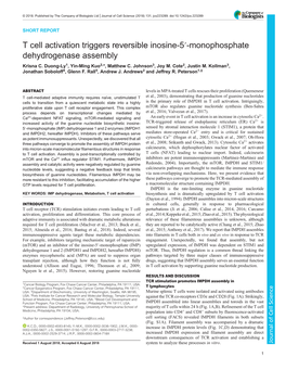 T Cell Activation Triggers Reversible Inosine-5′-Monophosphate Dehydrogenase Assembly Krisna C