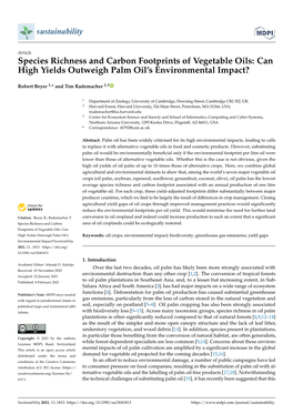 Species Richness and Carbon Footprints of Vegetable Oils: Can High Yields Outweigh Palm Oil’S Environmental Impact?