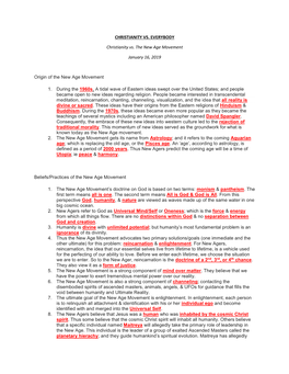 Bible Study Christianity Vs. New Age Movement