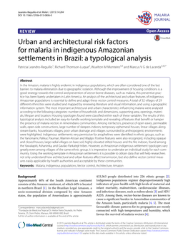 Urban and Architectural Risk Factors for Malaria in Indigenous Amazonian