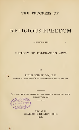 The Progress of Religious Freedom As Shown in the History Of