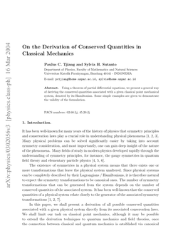 On the Derivation of Conserved Quantities in Classical Mechanics 2