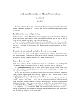 Euclidean Geometry for Maths Competitions
