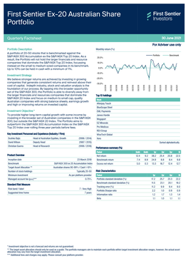 First Sentier Ex-20 Australian Share Portfolio