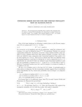 Improved Error Bounds for the Fermat Primality Test on Random Inputs