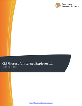 CIS Microsoft Internet Explorer 11 Benchmarkv1.0.0 - 12-01-2014