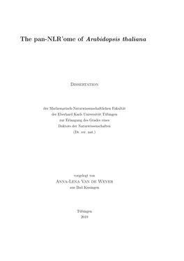 The Pan-NLR'ome of Arabidopsis Thaliana