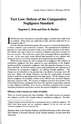 Tort Law: Defects of the Comparative Negligence Standard