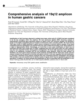 Comprehensive Analysis of 19Q12 Amplicon in Human Gastric Cancers