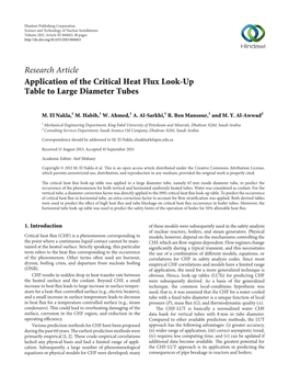 Research Article Application of the Critical Heat Flux Look-Up Table to Large Diameter Tubes