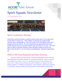 Spirit Squads Newsletter