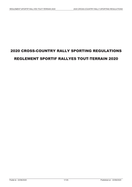 2020 Cross-Country Rally Sporting Regulations