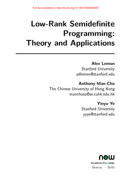 Low-Rank Semidefinite Programming: Theory And