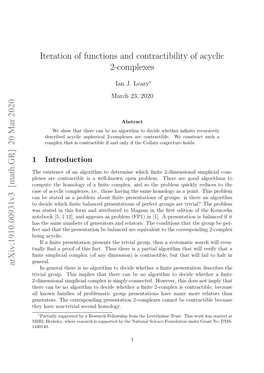 Iteration of Functions and Contractibility of Acyclic 2-Complexes