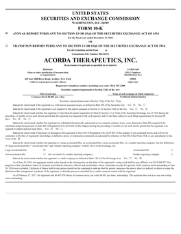 ACORDA THERAPEUTICS, INC. (Exact Name of Registrant As Specified in Its Charter)