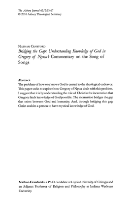 Understanding Knowledge of God in Gregory of Nyssa's