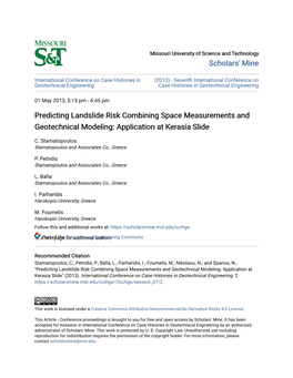 Predicting Landslide Risk Combining Space Measurements and Geotechnical Modeling: Application at Kerasia Slide