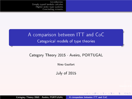 A Comparison Between ITT and Coc Categorical Models of Type Theories