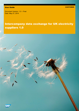 Intercompany Data Exchange for UK Electricity Suppliers 1.0 User Guide Customer