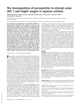 The Decomposition of Peroxynitrite to Nitroxyl Anion (NO ) and Singlet