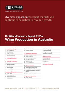 Wine Production in Australia November 2013 Ryan Lin