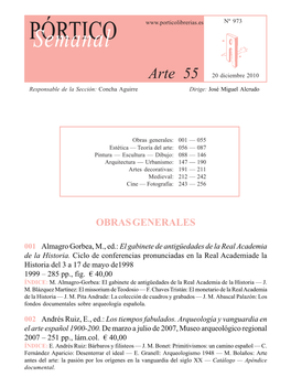 Arte 55 20 Diciembre 2010 Responsable De La Sección: Concha Aguirre Dirige: José Miguel Alcrudo