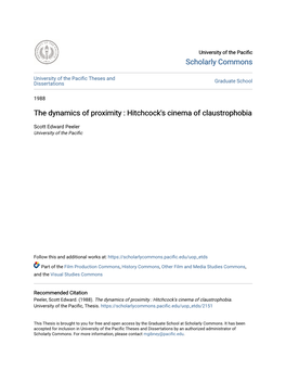 The Dynamics of Proximity : Hitchcock's Cinema of Claustrophobia