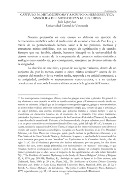 HERMENÉUTICA SIMBÓLICA DEL MITO DE PAN GU EN CHINA Julio López Saco Universidad Central De Venezuela