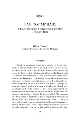 I AM NOT MY HAIR: a Black Woman’S Struggle with Identity Through Hair