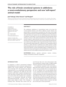 The Role of Brain Emotional Systems in Addictions: a Neuro-Evolutionary Perspective and New ‘Self-Report’ Animal Model