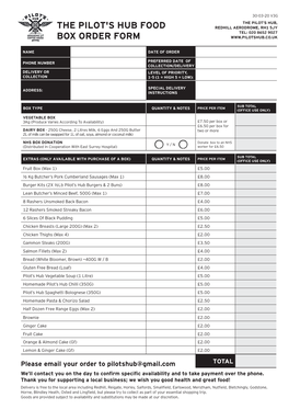 The Pilot's Hub Food Box Order Form