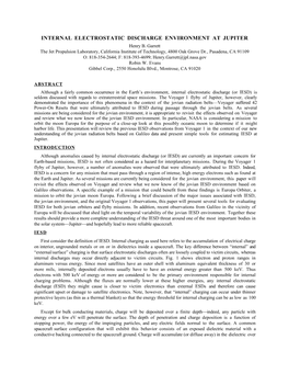 INTERNAL ELECTROSTATIC DISCHARGE ENVIRONMENT at JUPITER Henry B