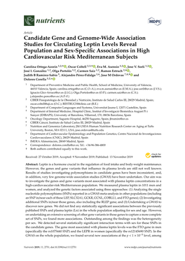 Candidate Gene and Genome-Wide Association Studies for Circulating