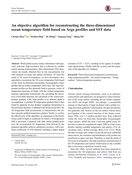 An Objective Algorithm for Reconstructing the Three-Dimensional Ocean Temperature Field Based on Argo Profiles and SST Data