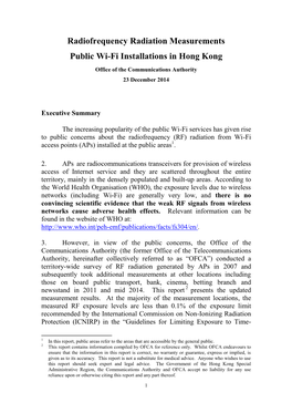 Radiofrequency Radiation Measurements Public Wifi