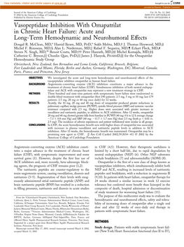 Vasopeptidase Inhibition with Omapatrilat in Chronic Heart Failure: Acute and Long-Term Hemodynamic and Neurohumoral Effects Dougal R