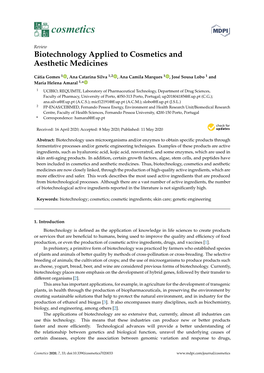 Biotechnology Applied to Cosmetics and Aesthetic Medicines