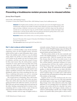 Preventing a Troublesome Revision Process Due to Misused Articles