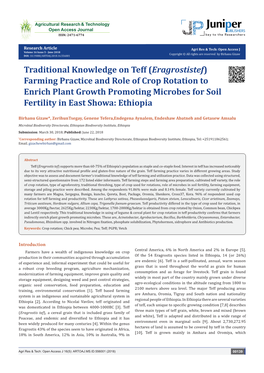 Traditional Knowledge on Teff