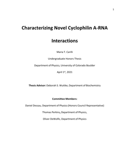 Characterizing Novel Cyclophilin A-RNA Interactions