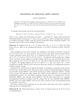 Splittings of Triangle Artin Groups