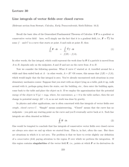 Lecture 30 Line Integrals of Vector Fields Over Closed Curves