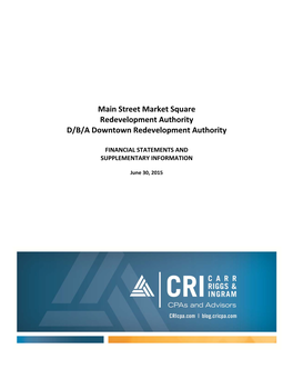 Main Street Market Square Redevelopment Authority D/B/A Downtown Redevelopment Authority