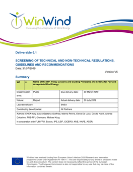 Deliverable 6.1 SCREENING of TECHNICAL and NON