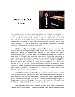 BOTOND SZÖCS Pianist