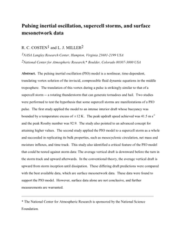 Pulsing Inertial Oscillation, Supercell Storms, and Surface Mesonetwork Data