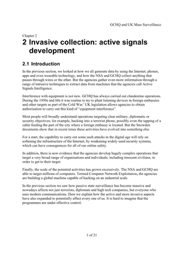 2 Invasive Collection: Active Signals Development