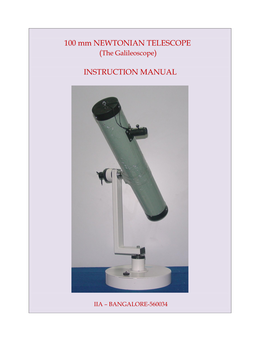 100 Mm NEWTONIAN TELESCOPE INSTRUCTION MANUAL