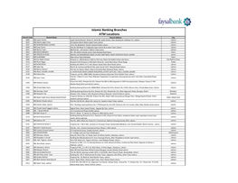 Islamic Banking Branches ATM Locations